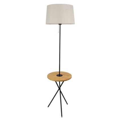 Lampadar cu masa, ARlight, Metal/Lemn, 46x150 cm, Alb/Maro