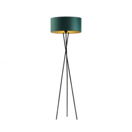Lampa de podea Lysne, Paryż Gold, cadru negru, abajur verde cu interior auriu