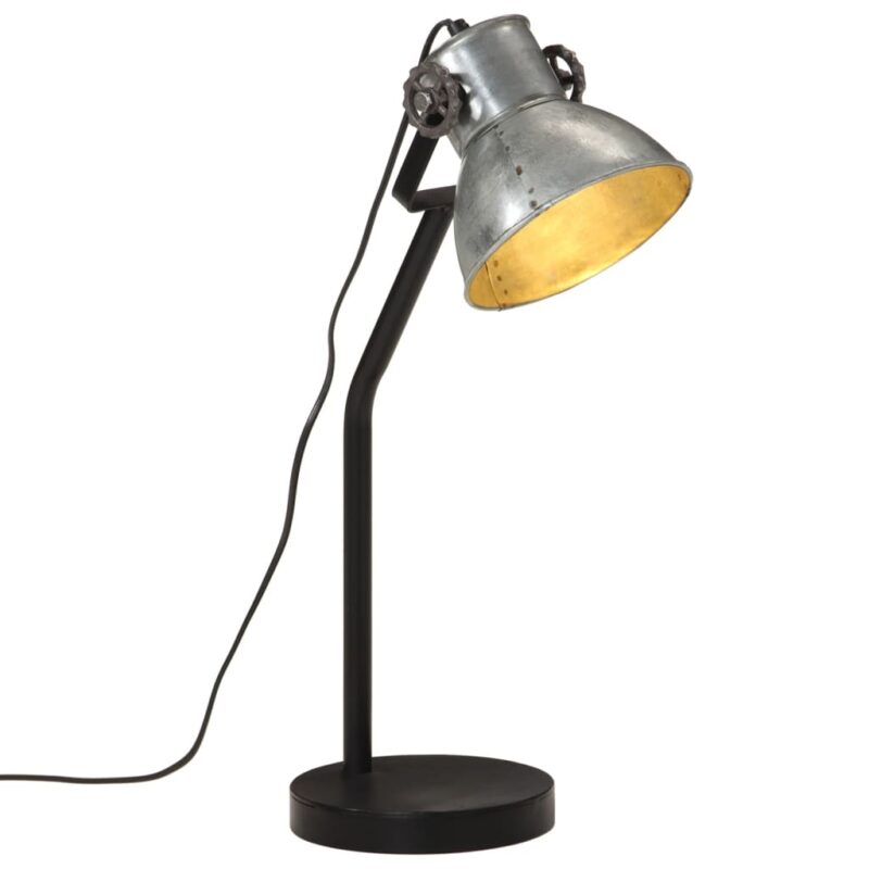Lampa de birou vidaXL, 25 W, argintiu vintage, 17x17x60 cm, E27, 1.82 Kg