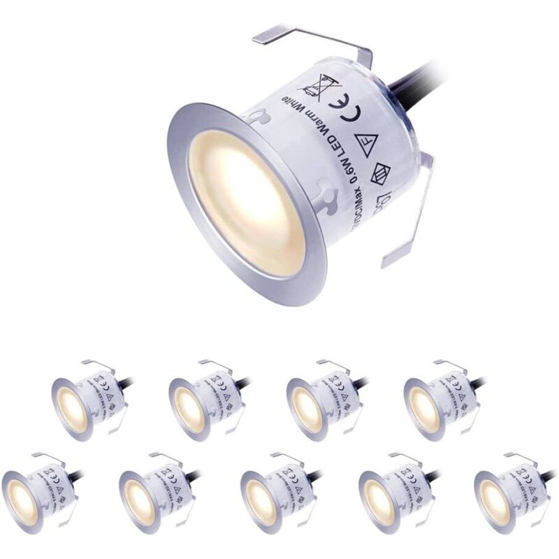 Set 10 lumini, Policarbonat/Inox, LED, 12V, Alb