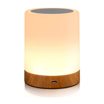 Lampa de veghe portabila, NUODWELL, Functie de schimbare a intesitatii si a culorii, Acumulator 1200 mAh, Control touch, Pentru dormitor, camera de zi, birou, masa de pat, RGB, Plastic, 9.5 x 12cm, Alb