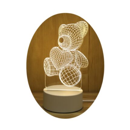 Lampa de veghe, de noapte, multicolora cu LED 3D si telecomanda inclusa, 16 culori disponibile cu setarea intensitatii luminii, model Ursulet, ideala pentru copii, portabila cu alimentare prin USB si/sau baterii (3-AA)