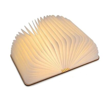 Lampa LED pliabila in forma de carte, cu 5 tipuri de lumina, incarcare USB si functie lumina de veghe portabila, coperta lemn, eR D L