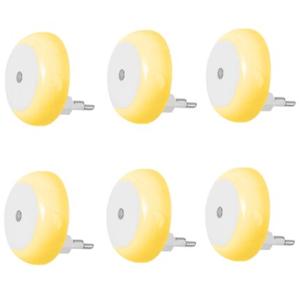 Set 6 Lampa de veghe LED Zepo, cu senzor zi-noapte, 0.5W, 40lm, lumina calda, design rotund, 100-240V