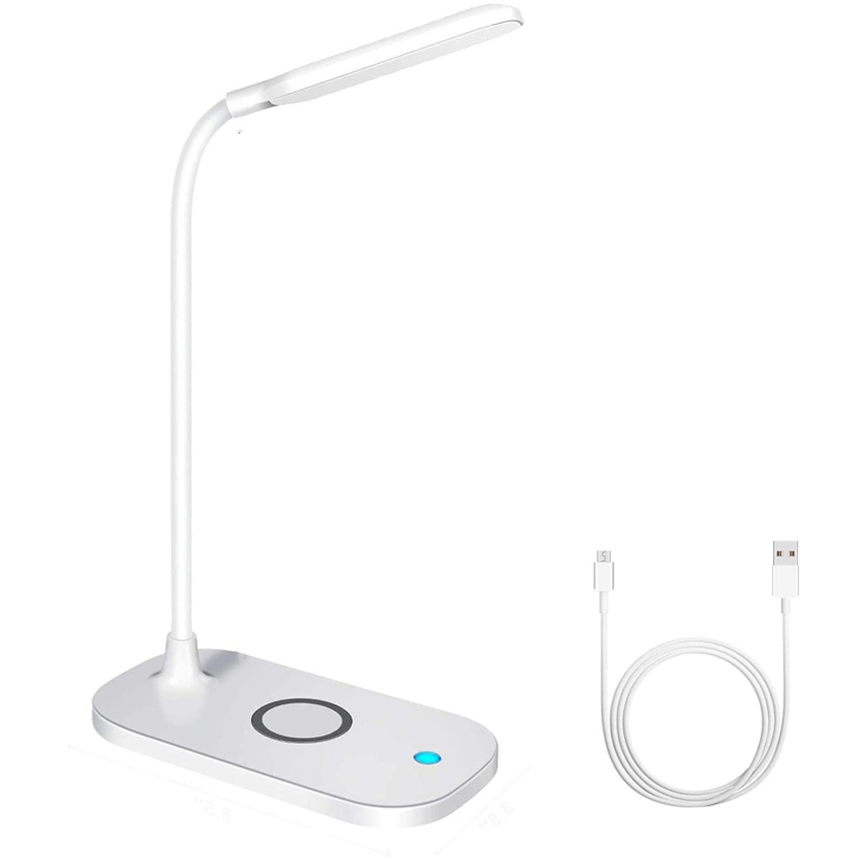 res_087f25f475318ff8a4bcf2b7fe2c6a51 Lampa birou, YWX, 10 W, 3 moduri, Qi, incarcator wireless, control touch, brat reglabil, USB, Alb