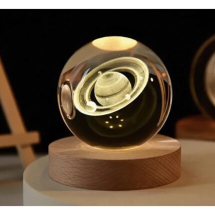 Lampa de birou, de veghe, 3d Art Crystal, LED Sistem solar Saturn