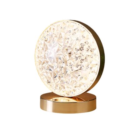 Veioza LED tactila, 3 culori de iluminare, reincarcabila, auriu, fier/acrilic