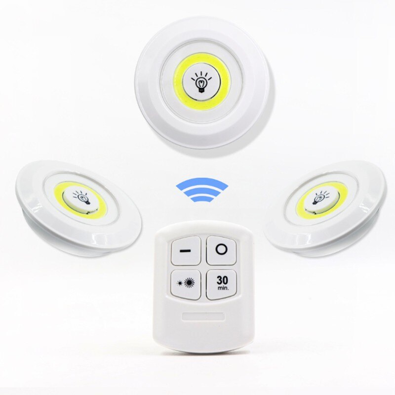 Lampa de noptiera cu senzor, telecomanda COB, trei lampi, alb