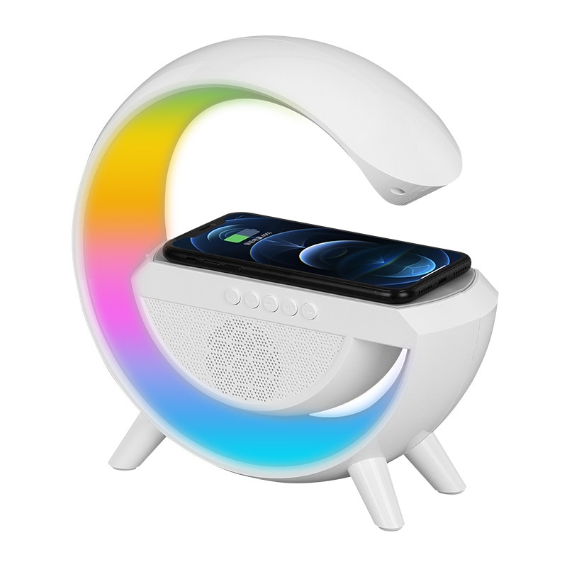 Lampa 3 in 1 RGB smart light, WALALLA, wireless fast charging, speaker, Bluetooth connection, ambient night light, multi-function, white