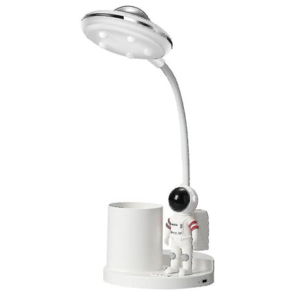 Lampa de birou pentru copii, portabila, USB reincarcabila, pliabila, cu proiector de perete, Ideas4Comfort®, cu suport instrumente birou, LED, Astronaut