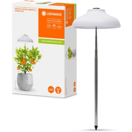 Lampa portabila pentru cresterea plantelor LEDVANCE Indoor Garden Umbrella, 5W, 235 lm, lumina calda (3400K), imita ciclu zi/noapte, incarcare USB