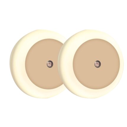 Set 2 Lampa de veghe LED, SINBINTA, Cu senzor zi-noapte, 0.5W, lumina alba, 110-230V, Usor de instalat, Durabile, pentru baie, hol, dormitor, bucatarie, sufragerie, camera de zi, birou, ABS, 6.2 x 6.2 x 1.1 cm, Alb cald