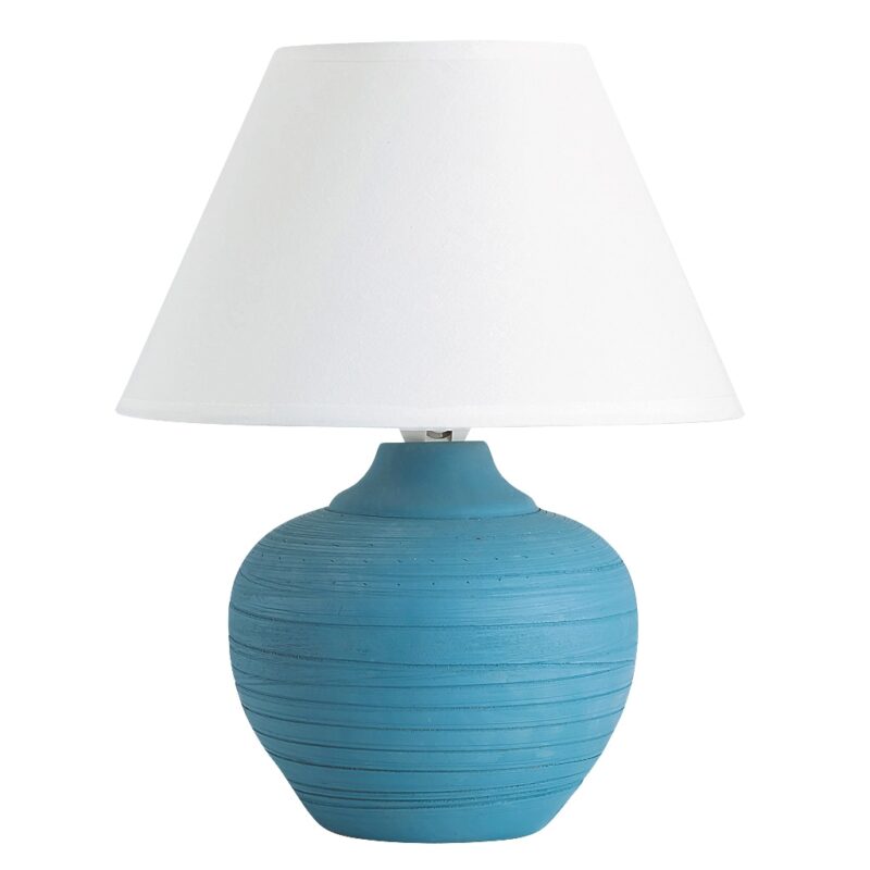 Veioza Rabalux Molly, E14, 40W, 25 cm, ceramica/textil, Albastru/Alb