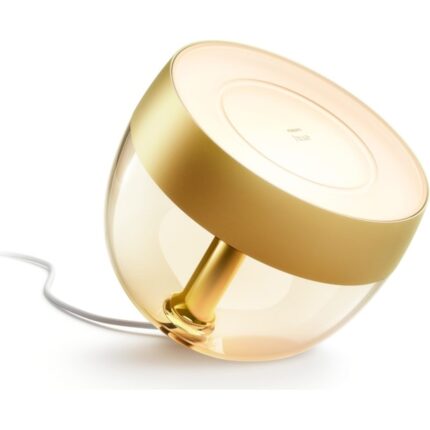 Lampa LED RGB inteligenta Philips Hue Iris, gen4, Bluetooth, Zigbee Light Link, 8.2W, 570 lm, lumina ambianta alba si color, Gold, clasa energetica G