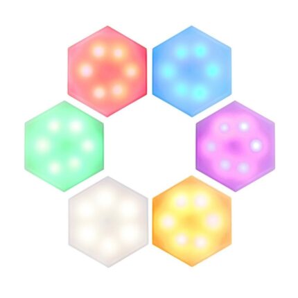 Set 6 lampi RGB modulare de perete, LED, joc de lumini, telecomanda, touch control, forma hexagon K KATHODE