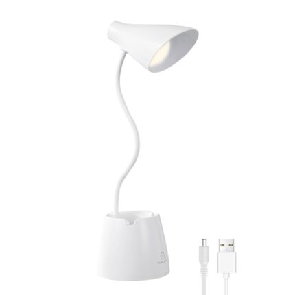 Lampa de birou, VIELLAN, 3 Moduri de lluminare, Protectie ochi, Flexibila, Control touch, 2000 mAh, Alb