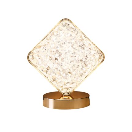 Veioza LED tactila, reincarcabila, 3 culori lumina, auriu, 13.5x16x10.5cm