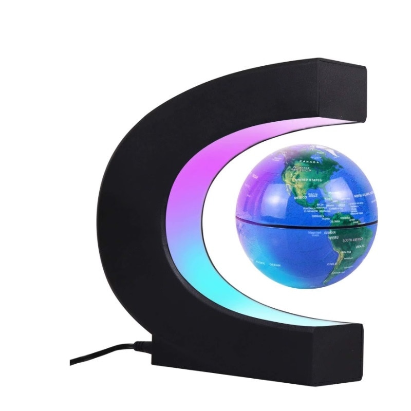 Glob pamantesc Stuffix®, plutitor care leviteaza, cu suport magnetic luminat colorat
