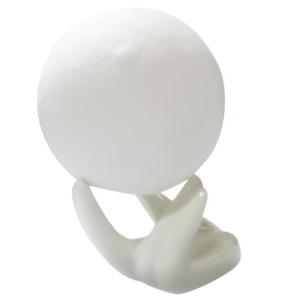 Lampa de veghe in forma de luna 3D Moon Light, YWX, lumina LED alb cald, 8cm, 3 efecte, reincarcabila, portabila, suport ceramic