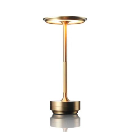Lampa led din aluminiu, 5200mAh, control touch / 3 tipuri iluminare, fara fir, reincarcare usb-c, culoare auriu