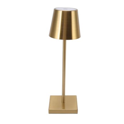 Lampa de masa touch LED reincarcabila, Zola, 3 nuante de culoare, baterie 1500mAh, 3W, buton ON/OFF, 38x10.5 cm, auriu