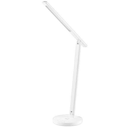 Lampa LED inteligenta pentru birou Tellur TLL331371, Wi-Fi, incarcare wireless 10W, butoane tactile, 12W, 500 lm, USB 5V 2A, lumina alba calda (3000-5000K), Alb, clasa energetica F