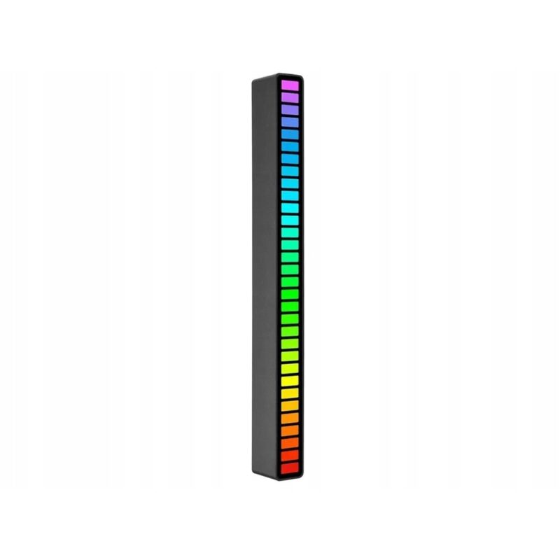 Bara cu 32 leduri RGB, Zola®, lumina ambientala, sincronizator de muzica, 18 moduri de iluminare, 181x16x18 mm, negru