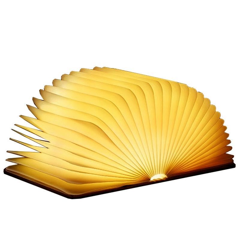 Veioza LED in Forma de Carte, Pliabila, Lumina Ambientala, Lemn si Hartie, 16.5x12.5x2.5cm, Multicolor