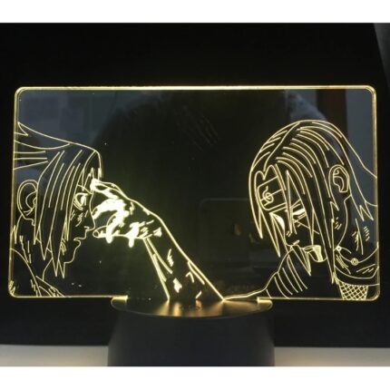 Lampa Decorativa 3D RGB, Imprimeu Sasuke si Itachi, Atingere pe Frunte, 16 Culori Ajustabila, Telecomanda, 20 x 15 cm