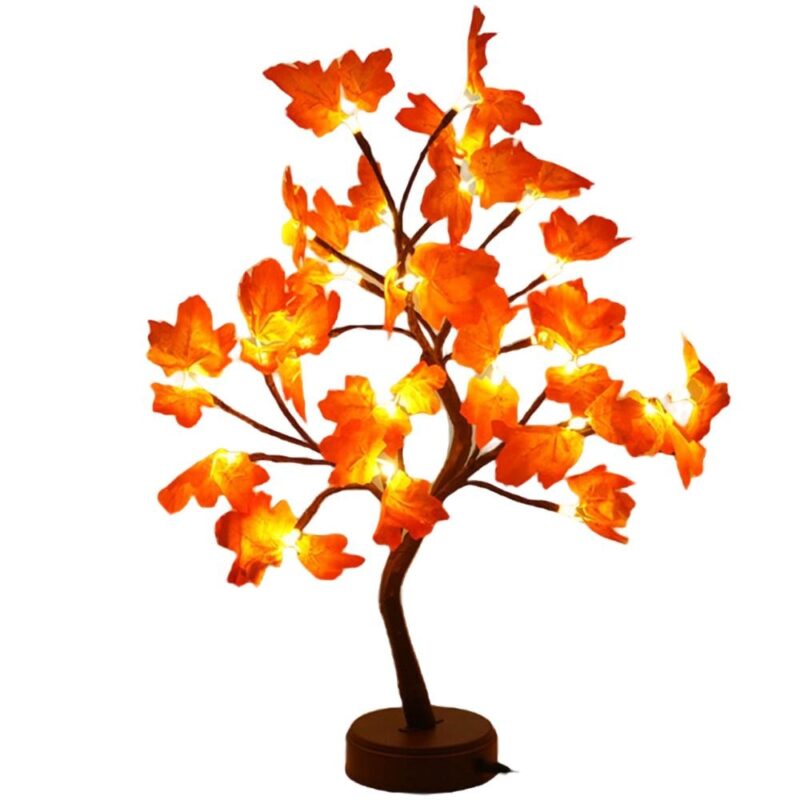 Veioza Tip Copac LED - Pom Decorativ Cu Flori - 46 cm, Artar ideal pentru Decor Interior si Evenimente Speciale