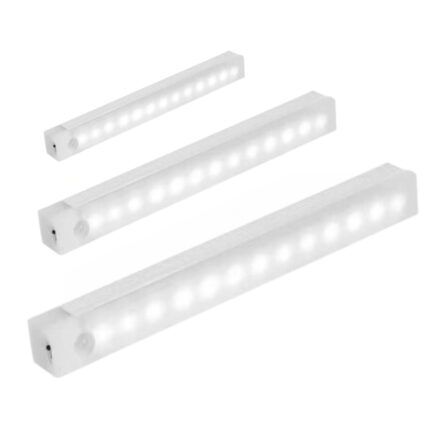 Set Lampa SMART LED 3 piese 20 cm - 30 cm - 50 cm cu switch lumina CALDA&RECE, Fara fir, Senzor de miscare si infrarosu LED, Suport magnetic, Intensitate reglabila, Reincarcarbila USB
