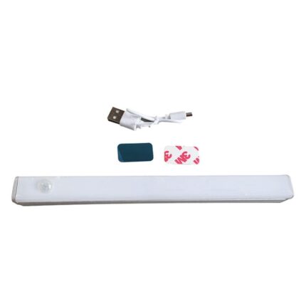 Lampa LED SLIM, cu senzor de lumina si miscare, intensitate reglabila, suport magnetic, led-uri puternice, reincarcare prin USB, lumina rece, pentru bucatarie, hol, dressing, garaj，40 cm, Alb