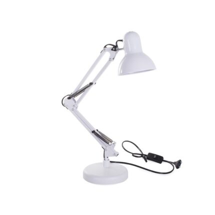 Lampa de birou Welora®, Putere 40W, Soclu E27, Brat reglabil, Inaltime ajustabila, Intrerupator pornit/oprit, Baza stabila, Protectie a ochilor, Lungime cablu 110 cm, Calitate Premium, Alb