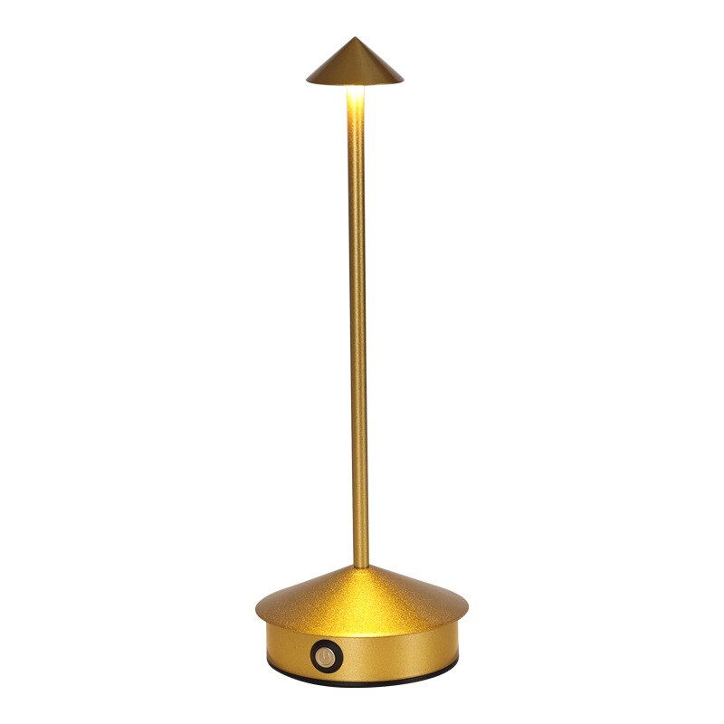 Lampa birou de tip ciuperca, LED, reincarcabila, luminozitate ajustabila, lumina rece si calda, aurie, 10.5x29cm, ECOConsuma