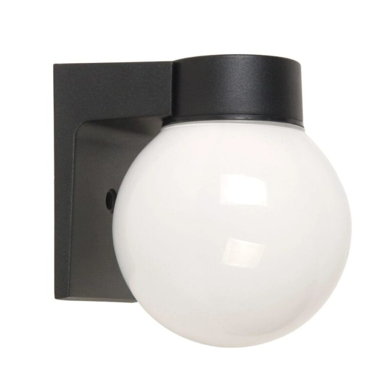 Aplica Exterior/Gradina, Forma Glob, aplicat cu suport, 1xE27, 60W, Negru si Alb, IP44, Zamo Sologne