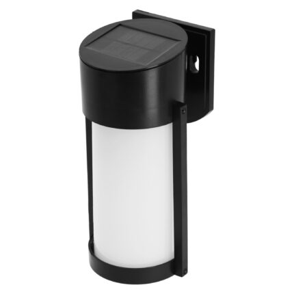 Lampa solara, LED, lampa de perete, fatada, senzor de amurg, extern, protectie IP44, rezistenta la conditiile meteorologice, negru, culoare lumina calda