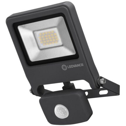 Proiector LED Ledvance Endura, cu senzor lumina/miscare (PIR), 20W, 1700 lm, lumina calda (3000K), IP44, Aluminiu, clasa energetica F
