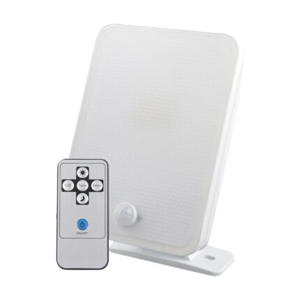 Proiector LED slim Strohm, cu senzor de miscare si telecomanda, 20W, lumina neutra, IP65, Alb