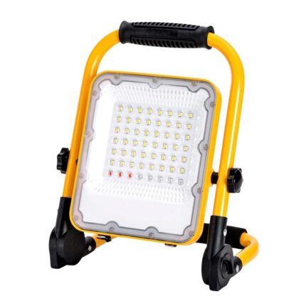 Proiector Led Portabil Reincarcabil, Usb, IP65, 50W, 4 Moduri de Iluminare, 360°, 1400 Lm, Acumulator 10000 mAh, 6500K, Aluminum, Black/Yellow