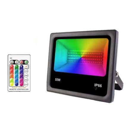 Proiector PMIXO, 4 moduri, 16 culori, impermeabil IP66, 55W RGB, pentru exterior