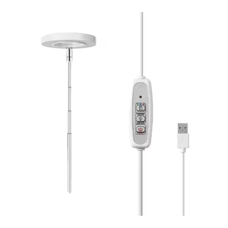 Lampa LED pentru plante, Sondilo, cu spectru complet, 3000K/6000K/660nm, cu temporizator 3/9/12 Ore, 10 Niveluri de luminozitate, Clasa Energetica F, Alb