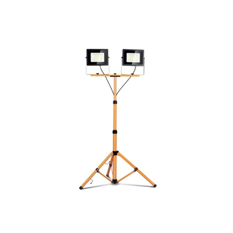 Trepied reglabil pentru lampa sau proiector, Optonica Tripod, metal, galben cu 2 Proiector LED exterior cu leduri SMD 30W - lumina naturala - AC170-265V 100° IP65 4500K - Black Classic Line2