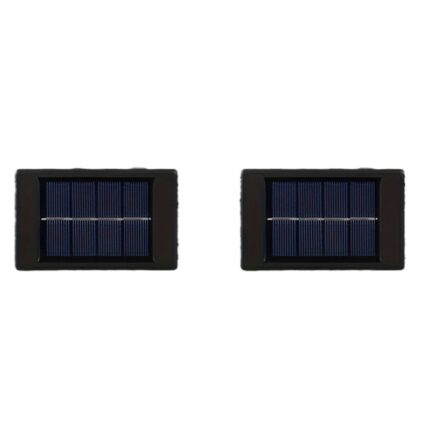 Set 2 x Lampi Solare de Perete TNS®, 10 LED-uri, Lumina Alb Cald, Iluminare Sus Jos, IP65 Rezistent la Apa, Panou Solar Din Siliciu Policristalin, Iluminare 8 Ore, ABS + PC Anti-Coroziune, Negru