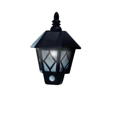 Aplica Solara, LED cu Senzor De Miscare, 20x10x28cm, Montaj Perete, Felinar Negru, Plastic