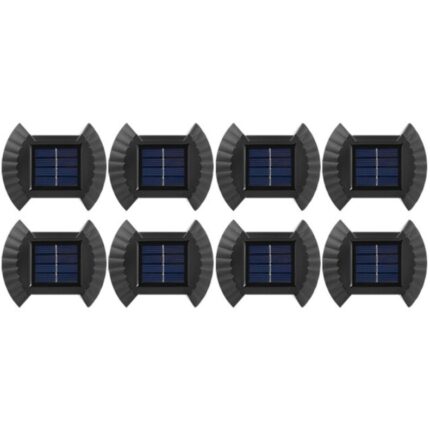 Set 8 lampi de perete cu incarcare solara, senzor amurg, forma scoica, Negru