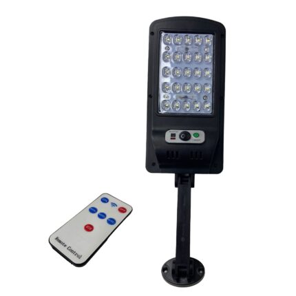 Lampa Solara, Model W755-5 SMD, control prin telecomanda, 25 -LED-uri, senzor de miscare, 3 moduri de iluminare, IP-65- PROTECTION, Waterproof, 23 cm X 11 cm, gradina, terasa, incarcare solara, exterior, negru, HAPPY JOKER®