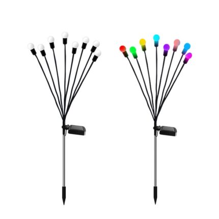 Set 2x Lampa solara de gradina, VIELLAN, lumina licurici, ABS, IP65, 70 cm, 8 led-uri, multicolor