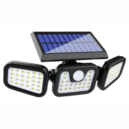 Lampa LED exterior Selling Depot, cu senzori de amurg, miscare si lumina, 3 capete reglabile, 74 x LED, 3 trepte intensitate