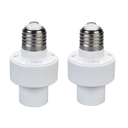 Set 2 Dulie E27 cu senzor de miscare si lumina, Rqiurpn, detectie 360°, pentru iluminat, distanta de detectare a miscarii 3-5m, utilizare interior/exterior, ABS, alb