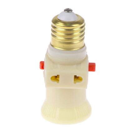 Dulie E27 cu 2 prize Euro C7 si buton On/Off, 4A, 60W, 220-250V, culoare alba